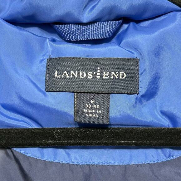 Lands' End Goose Down Full Zip Puffer Vest Men's Sz M Blue Outdoors Gorpcore - Picture 4 of 7